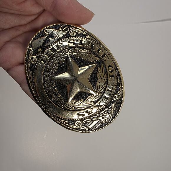 The State of Texas Star Logo Flag Gold-Tone Metal Western Belt Buckle USA - Picture 7 of 7